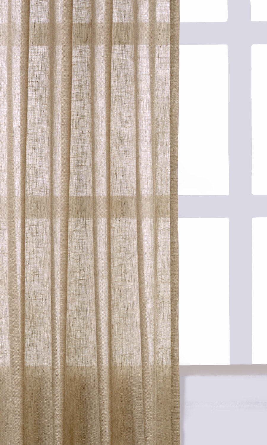 Linen Sheer Fabric Sample for Curtains & Drapes (Beige/ Brown/ Umber)