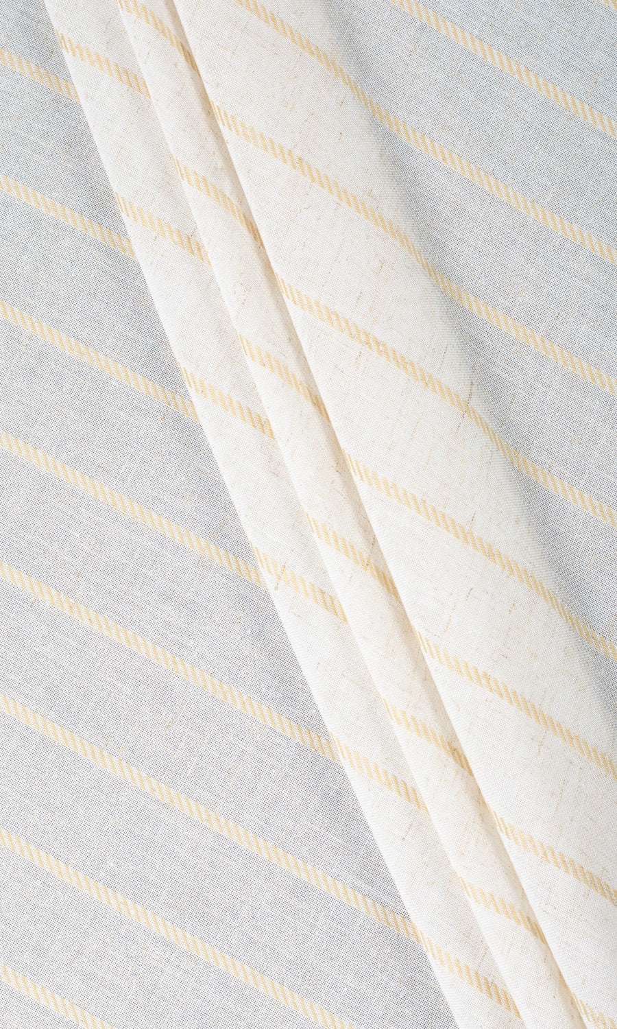 Striped Sheer Home Textile Fabric Material By the Yard (White/ Mustard Beige)