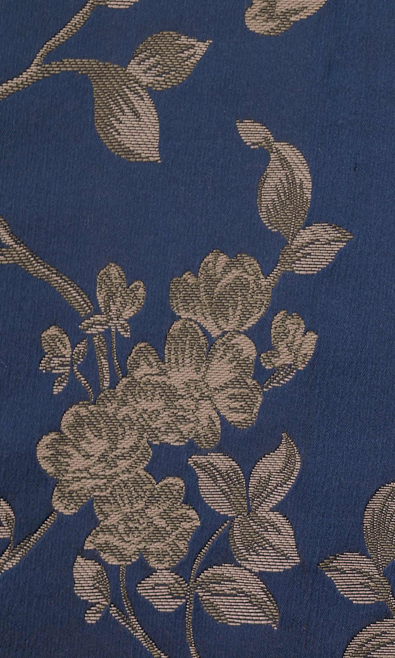 Floral Embossed Home Textile Fabric Material By the Yard (Navy Blue/ Steel Gray)