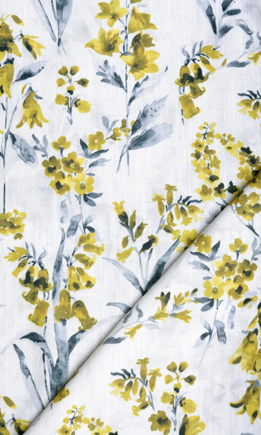 Floral Print Home Textile Fabric Material By the Yard (Yellow/ Gray)