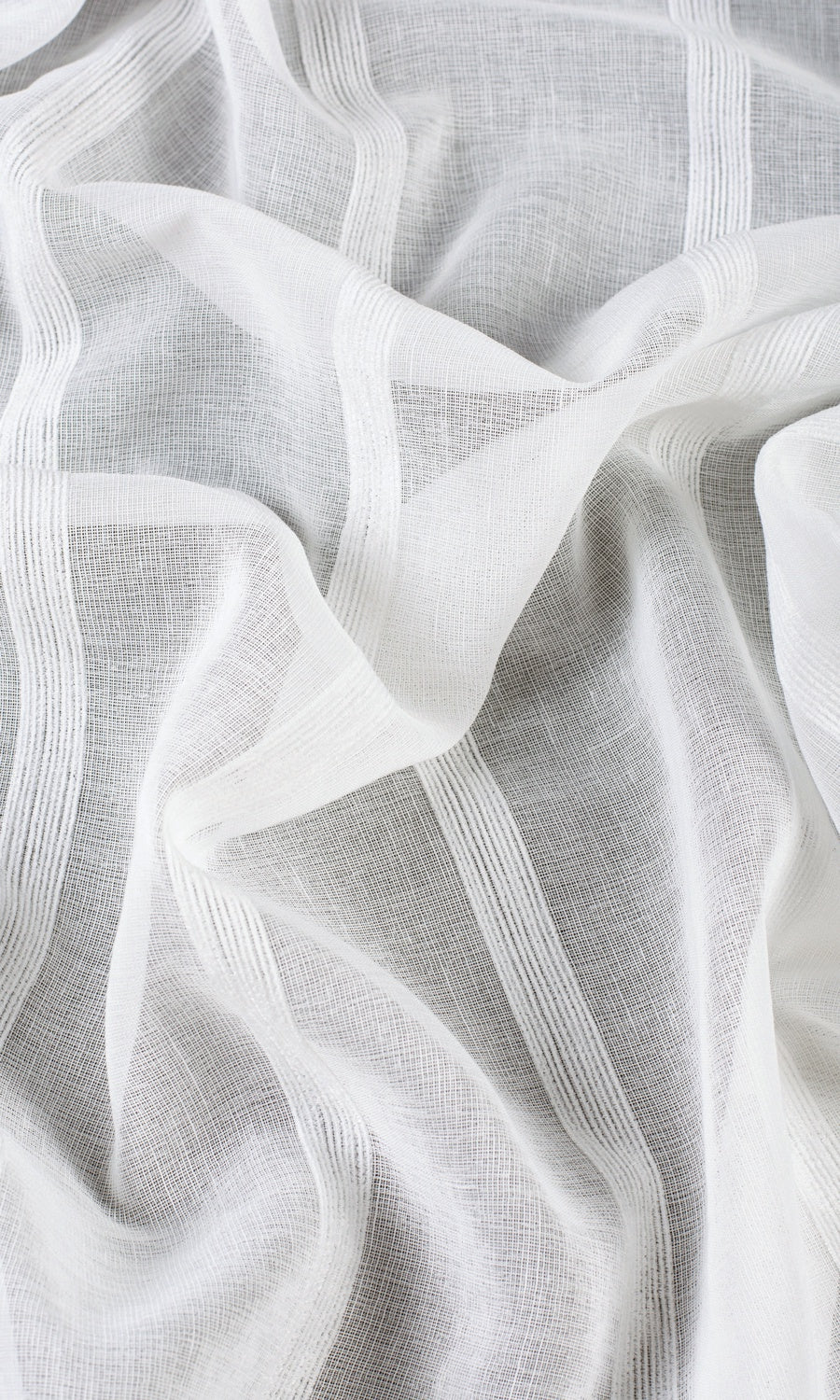 Striped Sheer Fabric By the Yard for Curtains & Drapes (White)