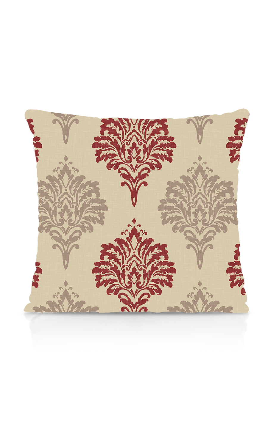 Damask Dimout Fabric Material By the Yard (Red/ Stone Grey)