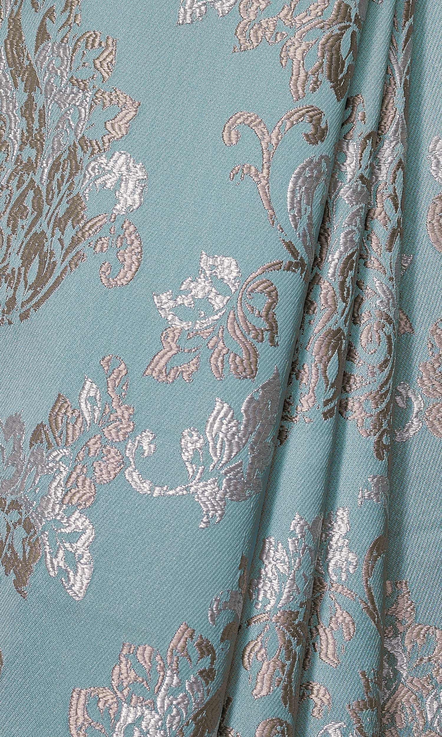Fleur De Lis Patterned Window Treatments Fabric By the Yard (Blue)