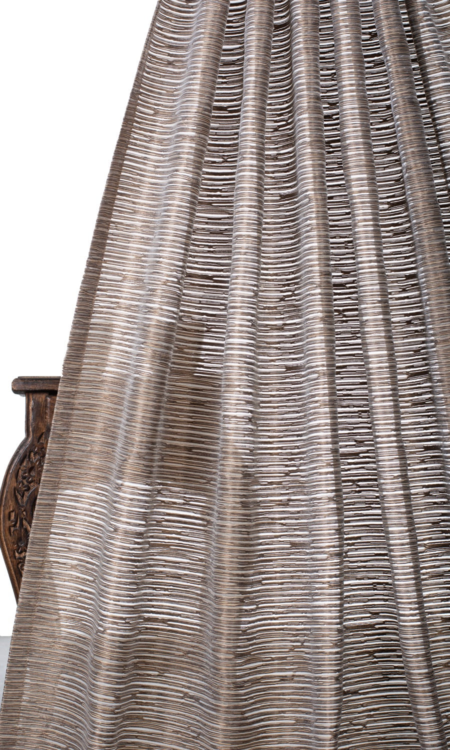 Striped Sheer Window Treatments Fabric Sample (Mocha Brown)
