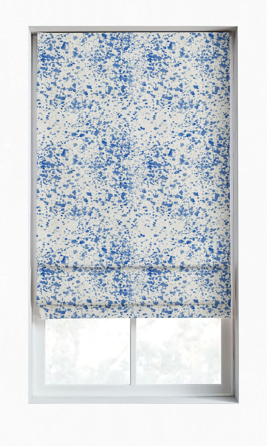 Abstract Print Window Treatments Fabric By the Metre (Eggshell White/ Blue)