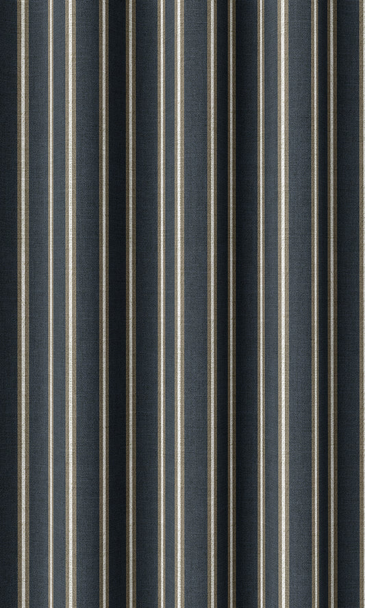 Modern Striped Print Home Décor Fabric Sample (Navy Blue/ Brown)