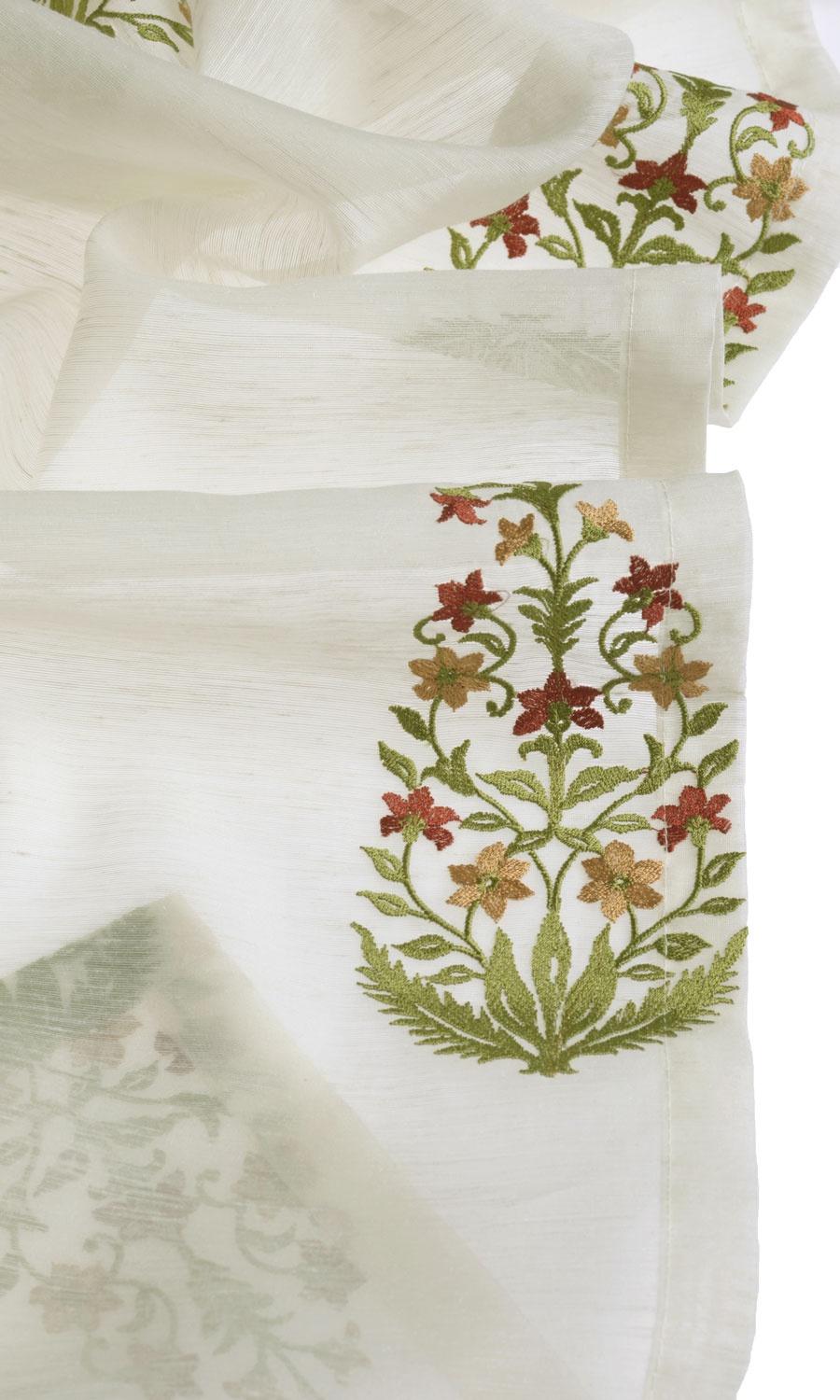 Sheer Floral Paisley Fabric Material By the Yard (Cream/ Green/ Red/ Orange)