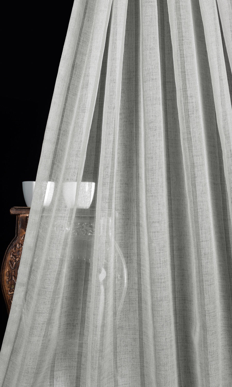 Textured Striped Sheer Home Décor Fabric By the Yard (Grey)