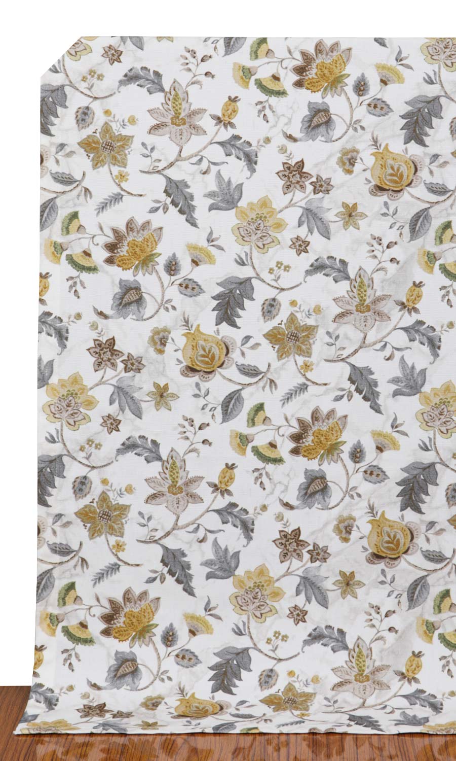 Floral Cotton Home Décor Fabric By the Yard (Grey/ Yellow)