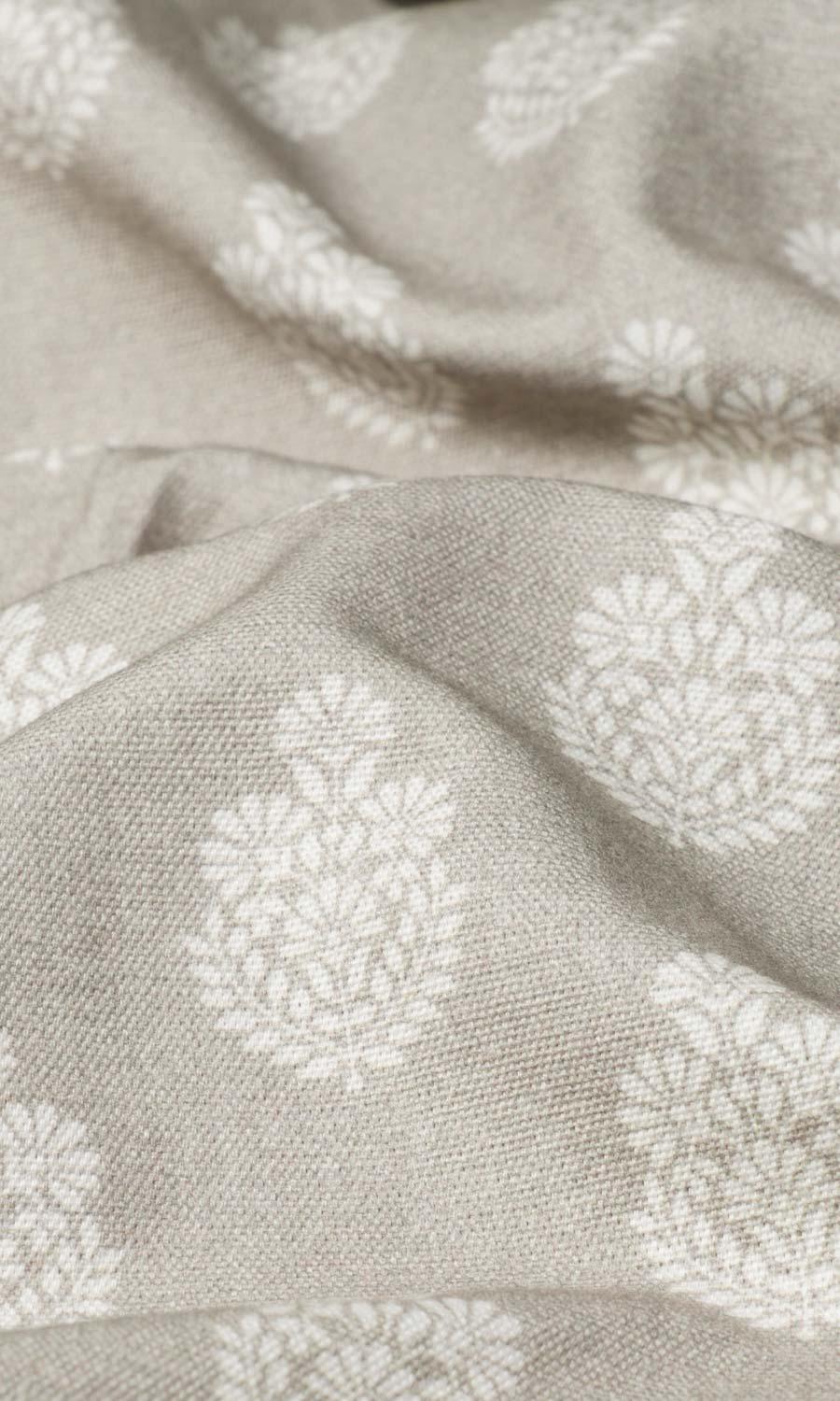 Floral Cotton Fabric Material By the Yard (Pale Beige)