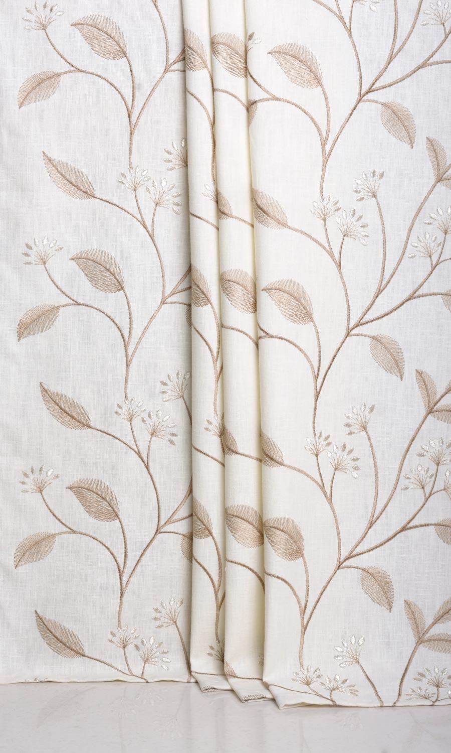 Floral Embroidery Home Décor Fabric By the Yard (White/ Cream)