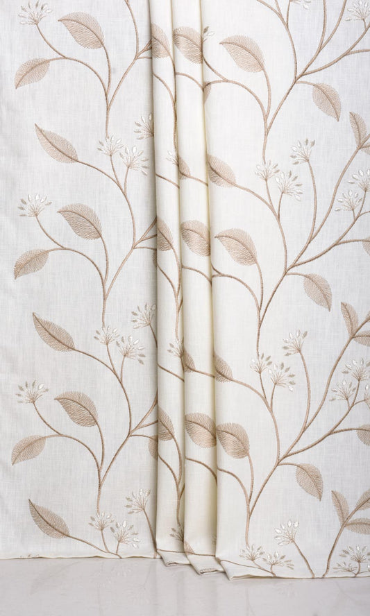 Floral Embroidery Home Décor Fabric By the Yard (White/ Cream)