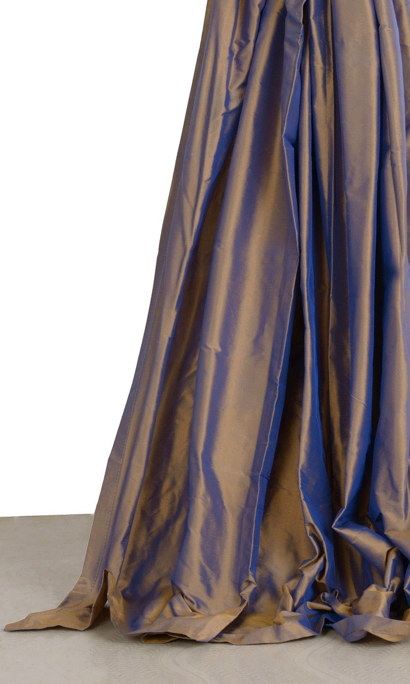 Shantung Silk Window Treatments Fabric By the Yard (Purple/ Gold)
