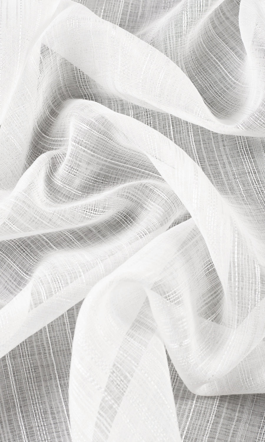 Textured Striped Sheer Fabric By the Yard for Curtains & Drapes (White)