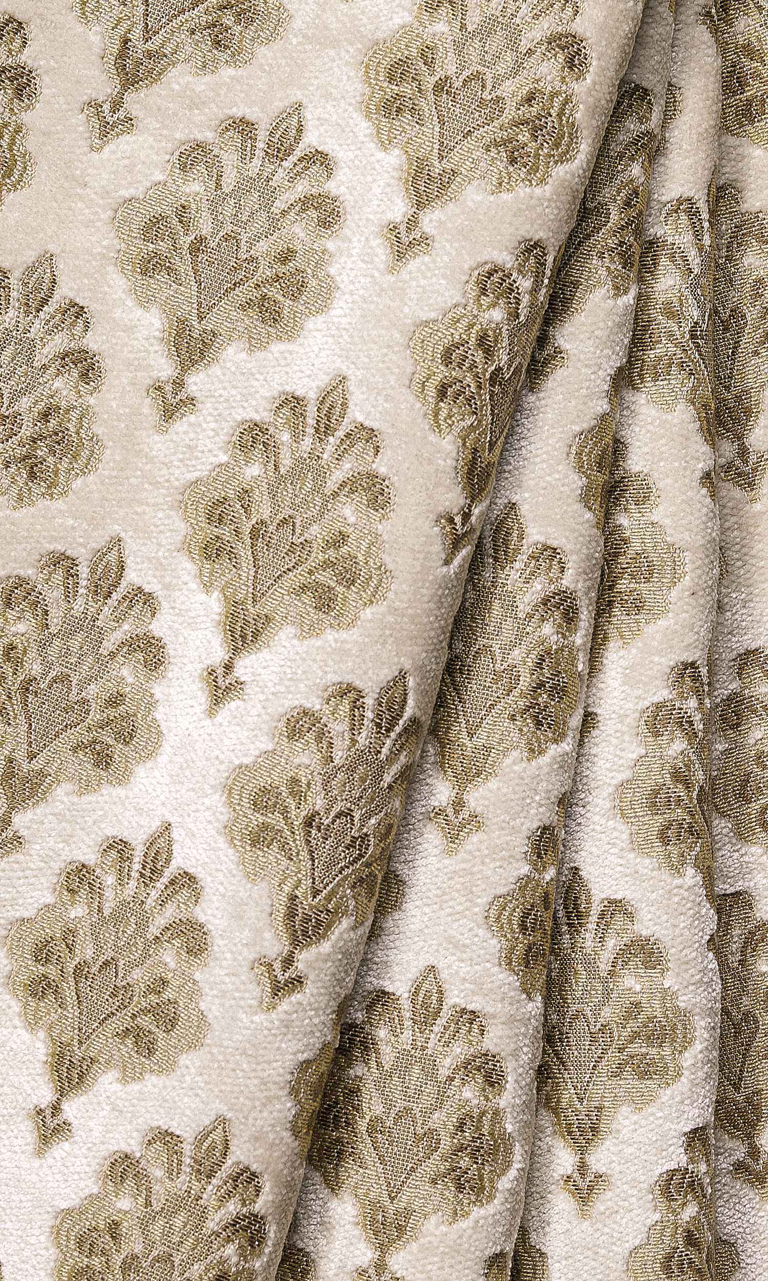 Damask Velvet Window Treatments Fabric Sample (Beige/ Brown)
