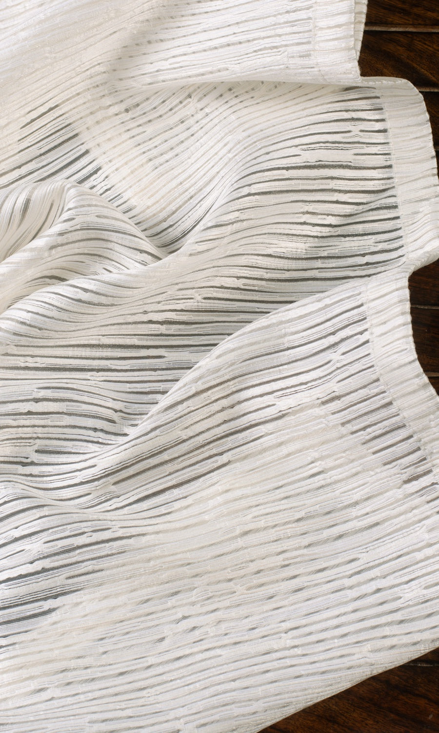 Striped Sheer Window Treatments Fabric By the Yard (Cream)