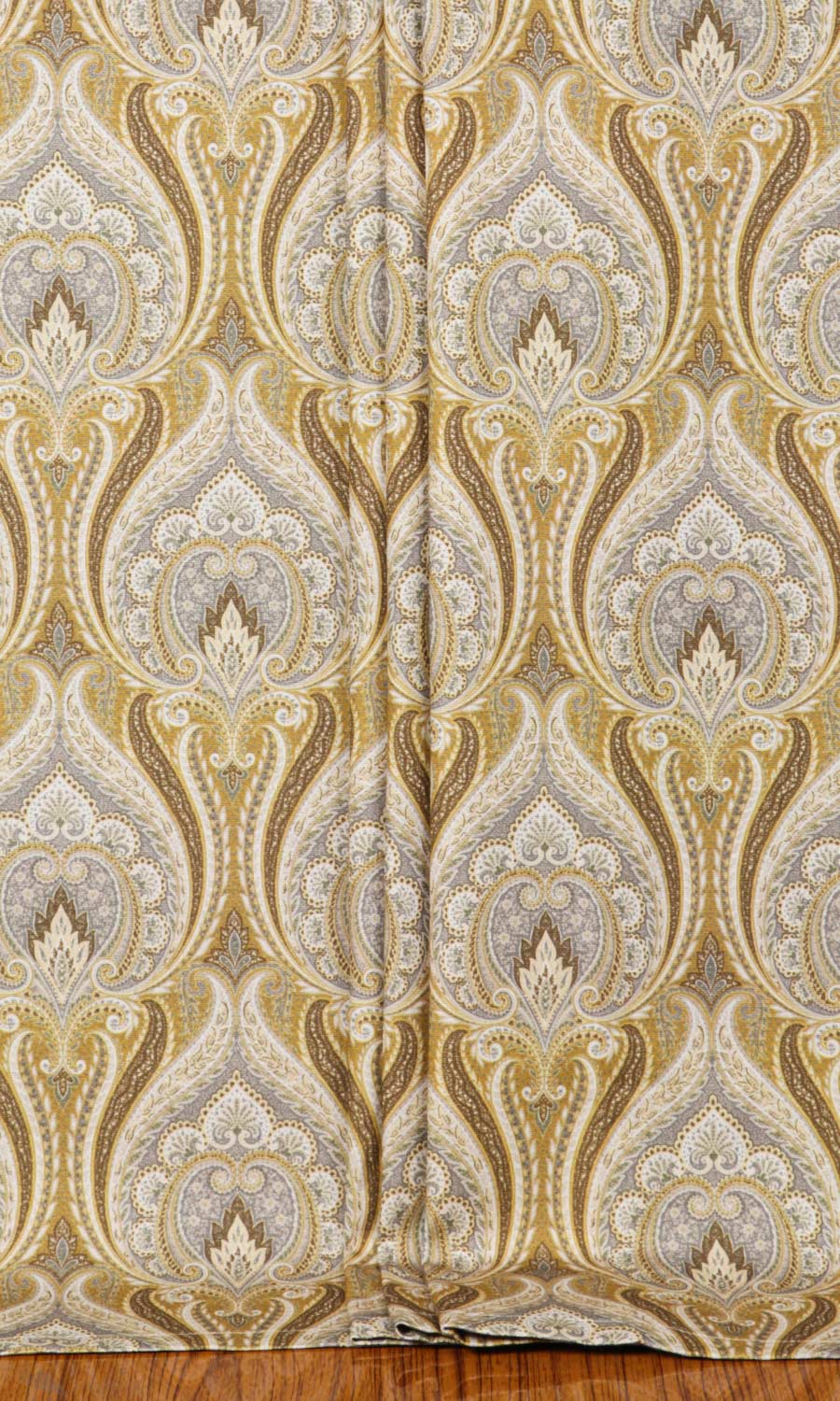 Floral Damask Window Treatments Fabric By the Yard (Grey/ Yellow)