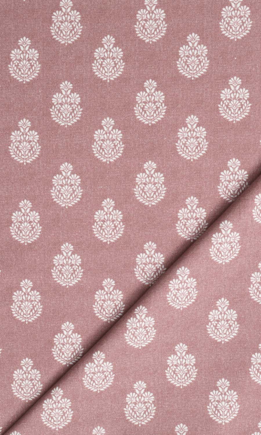 Floral Cotton Window Treatments Fabric By the Yard (Blush Red/ Pink)