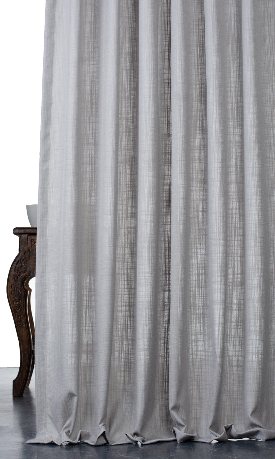 Linen-Texture Window Treatments Fabric By the Yard (Gray)