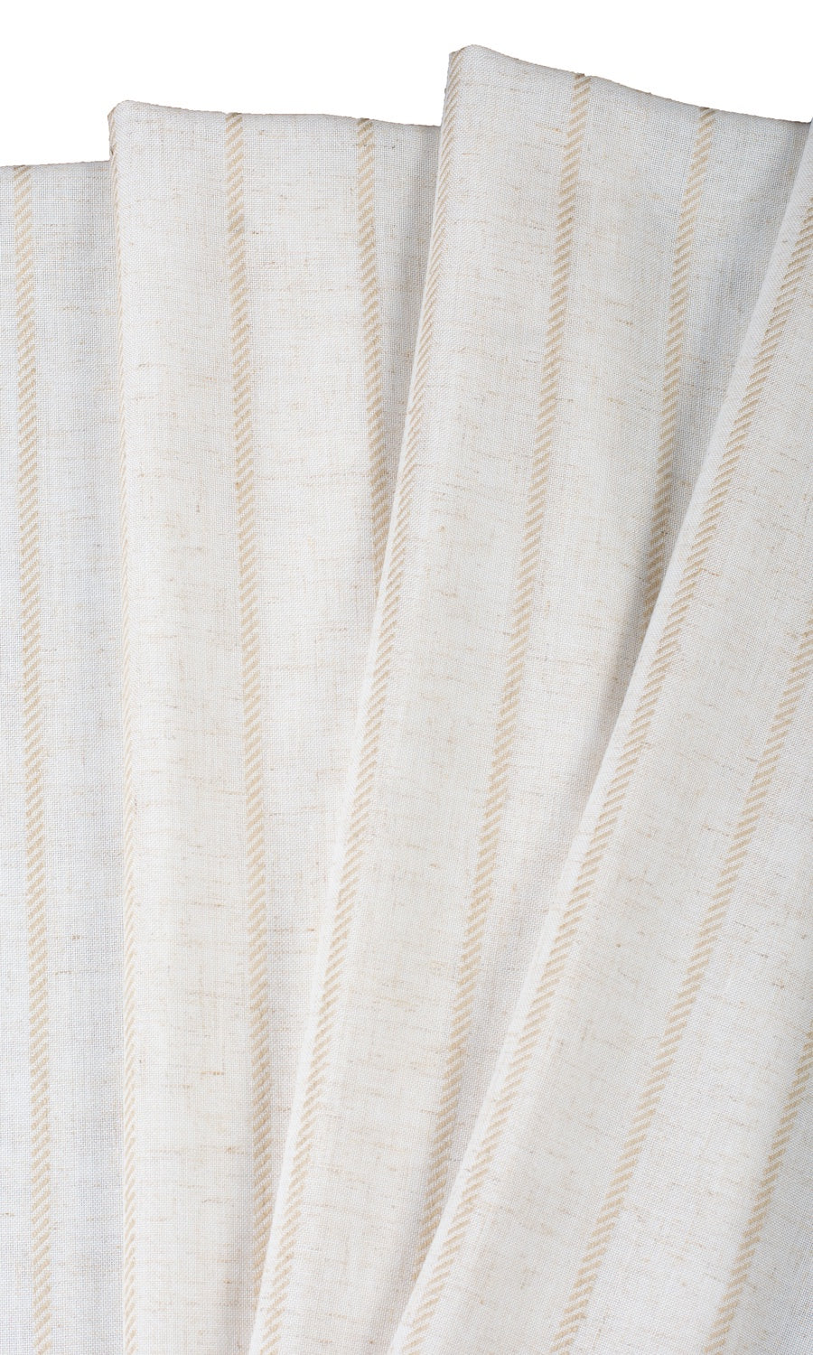 Striped Sheer Linen Blend Home Textile Fabric Material By the Yard (White/ Beige)