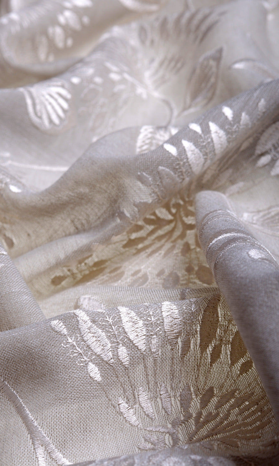 Semi Sheer Fabric Sample for Curtains & Drapes (Warm Gray/ White)