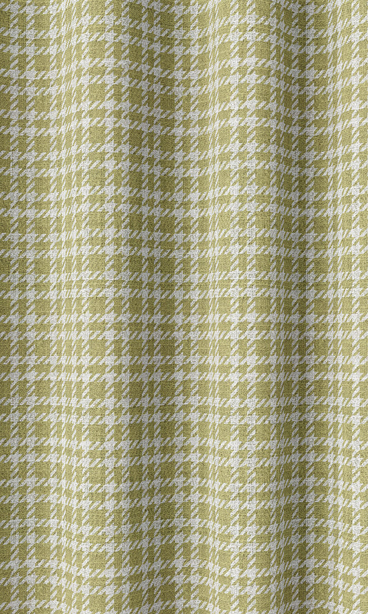 Checkered Home Décor Fabric By the Metre (Chartreuse Green/ White)