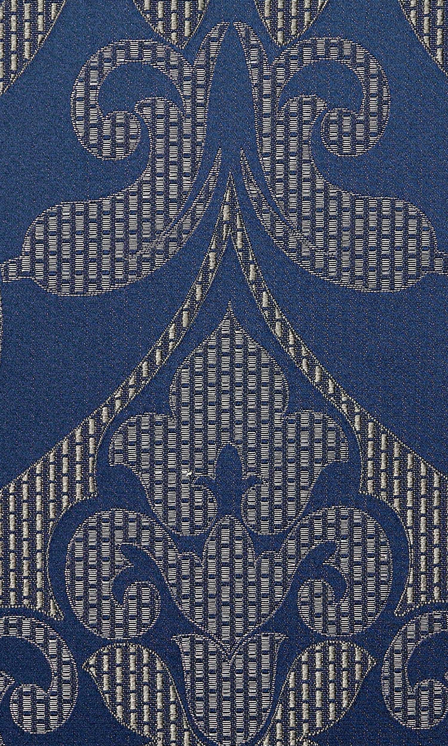 Self Patterned Home Textile Fabric Material By the Yard (Navy Blue/ Silvery Gray)