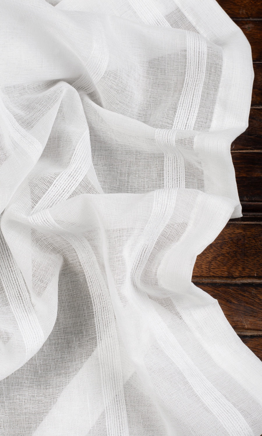 Woven Striped Sheer Home Décor Fabric By the Yard (White)
