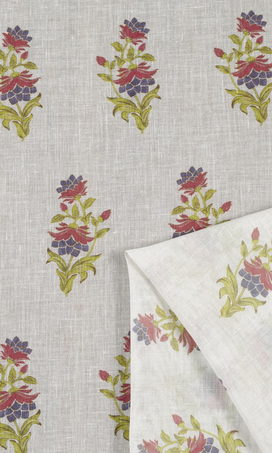 Sheer Floral Home Textile Fabric Material By the Yard (Cream/ Pink)
