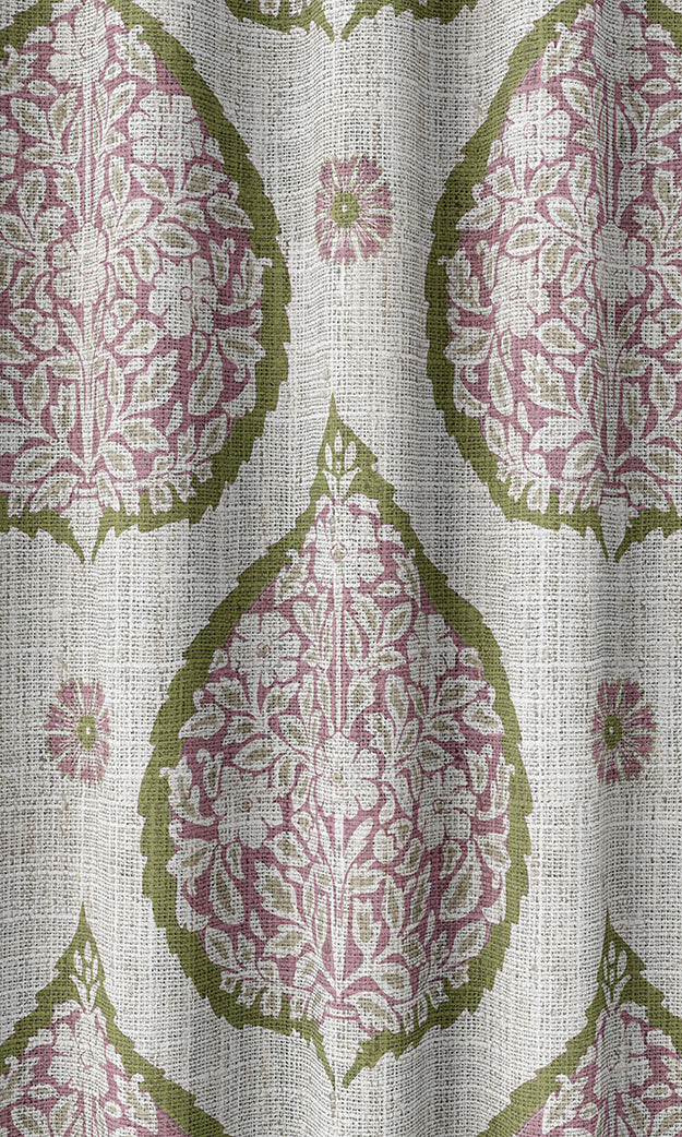 Paisley Home Textile Fabric Material By the Yard (Pink/ Green)