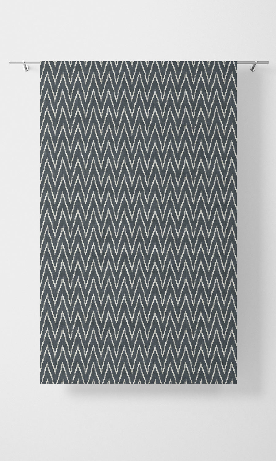Chevron Print Home Textile Fabric Material By the Metre (Petrol Blue/ White)