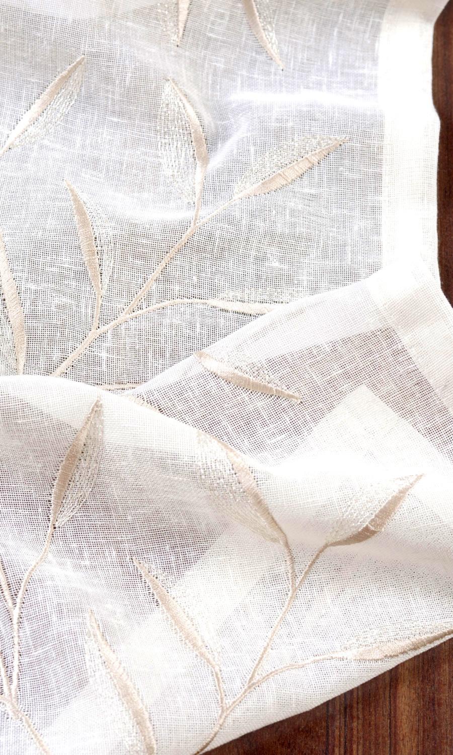 Sheer Floral Window Treatments Fabric Sample (White/ Beige)