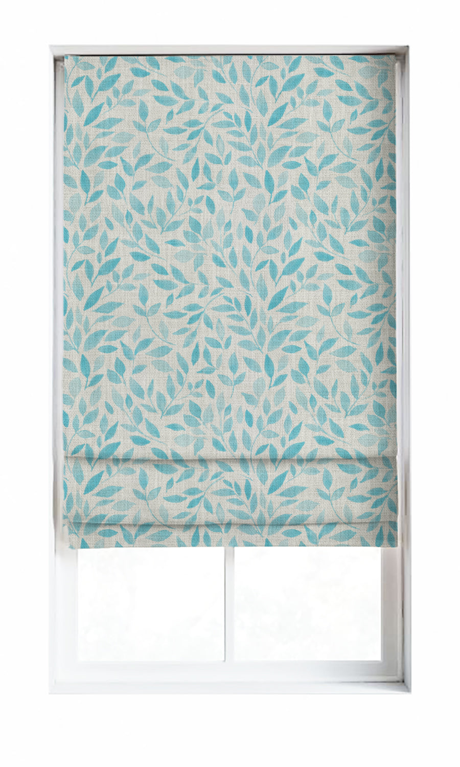 Botanical Print Window Treatments Fabric By the Metre (Eggshell White/ Blue)