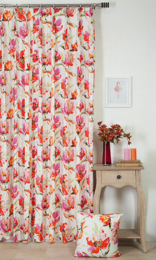 Floral Cotton Home Décor Fabric By the Metre (Pink/ Purple)