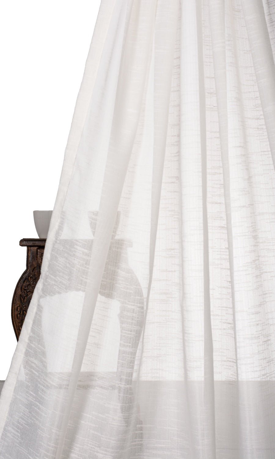 Textured Sheer Home Textile Fabric Material By the Yard (White)
