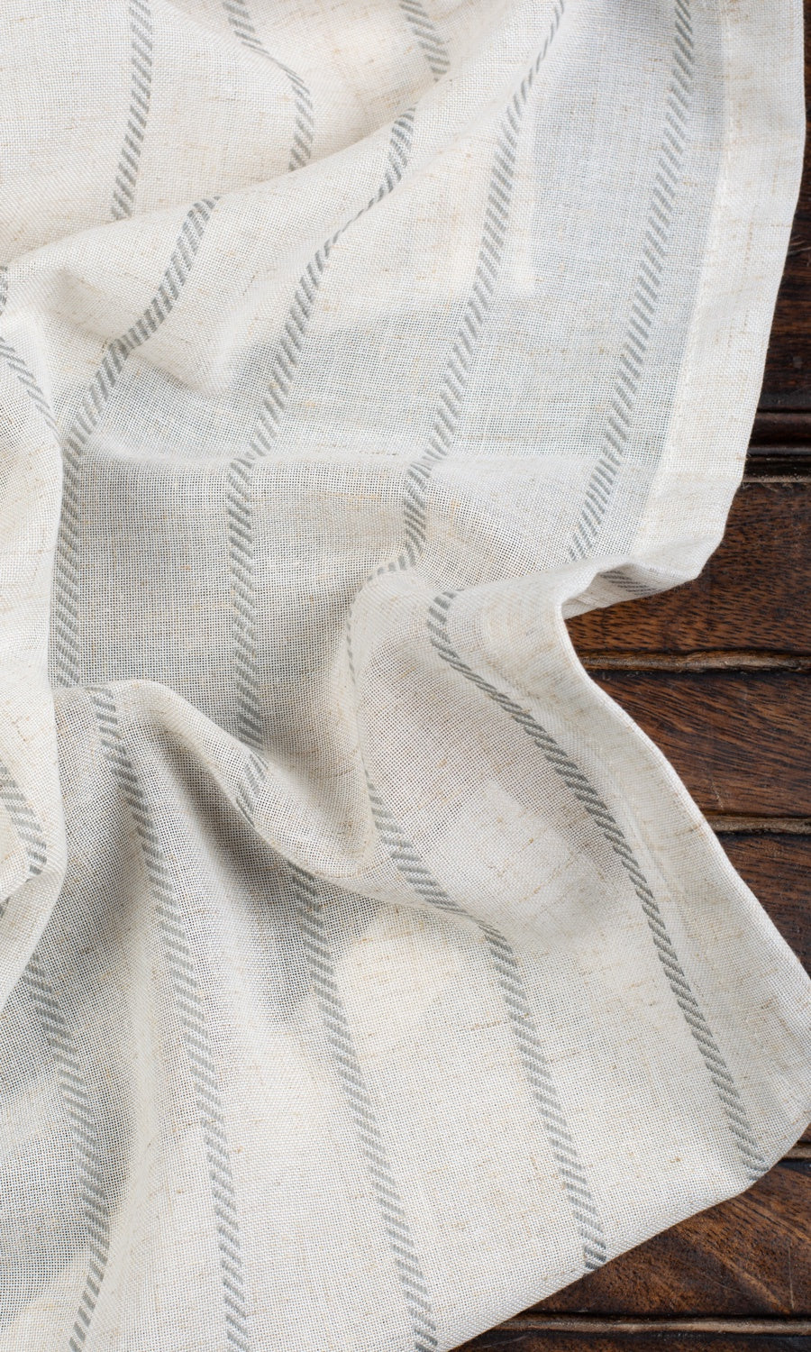 Striped Sheer Fabric By the Yard for Curtains & Drapes (Warm White/ Gray)
