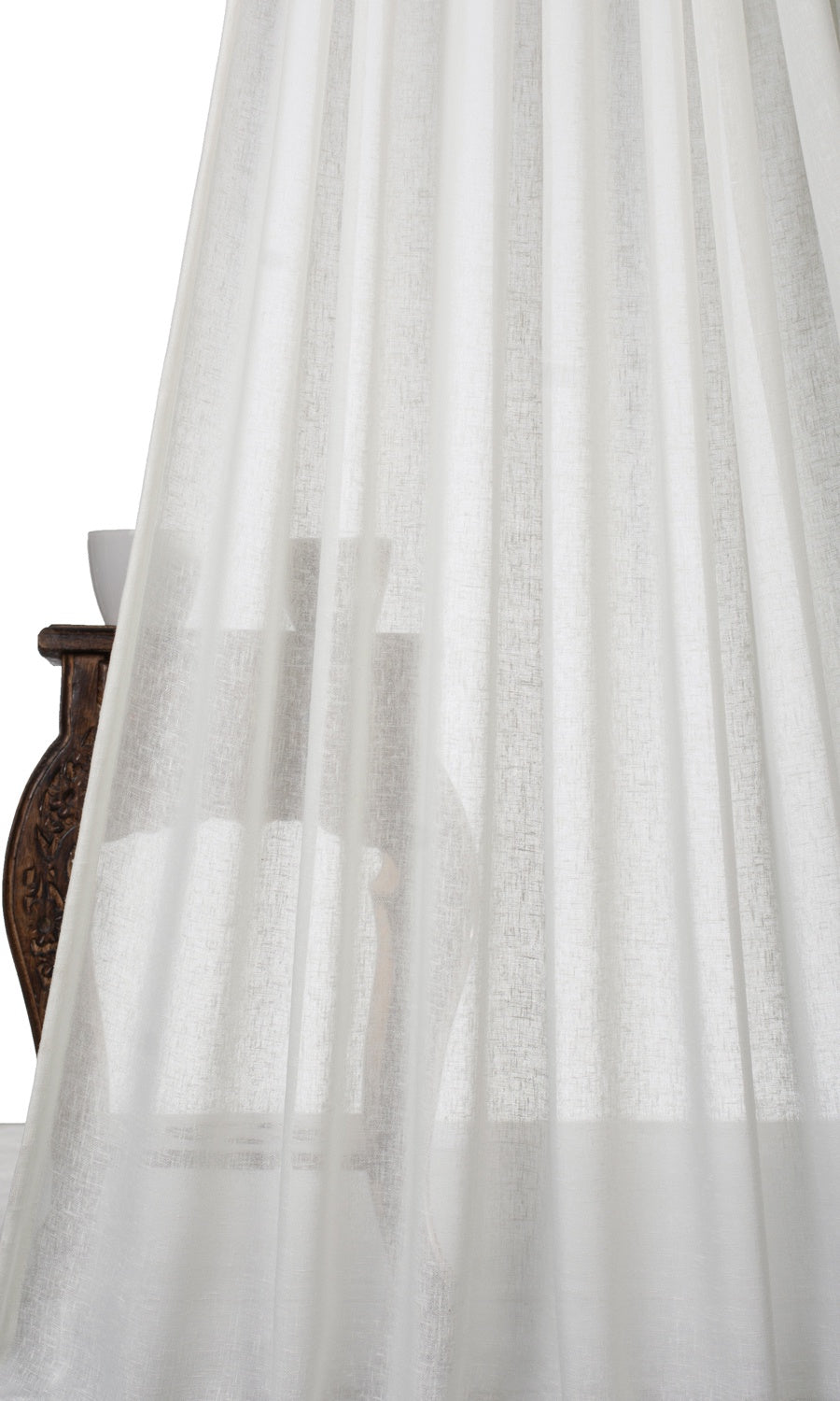 Plain Linen-Texture Sheer Home Textile Fabric Material By the Yard (White)