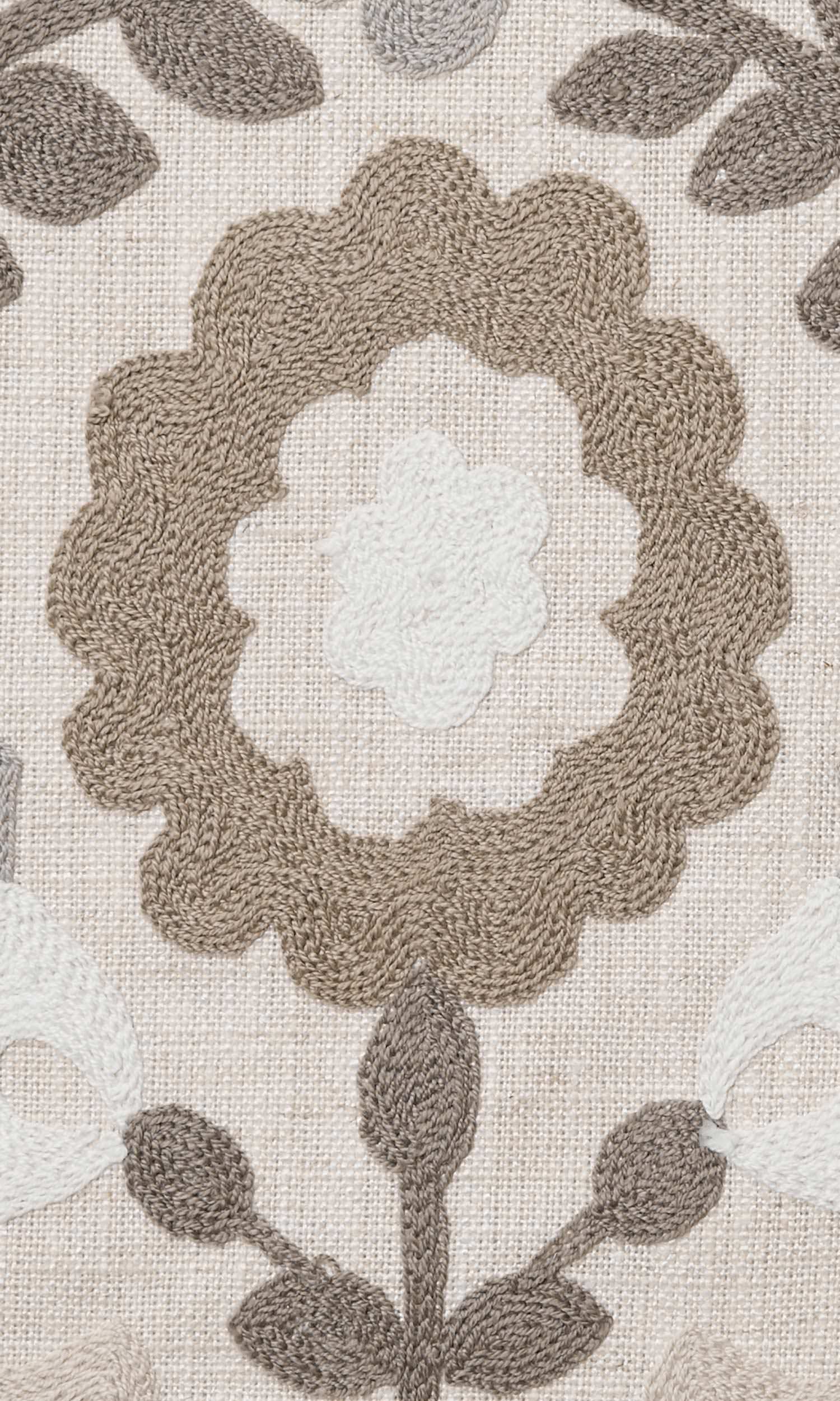 Floral Home Textile Fabric Material Sample (Beige/ Brown/ White)