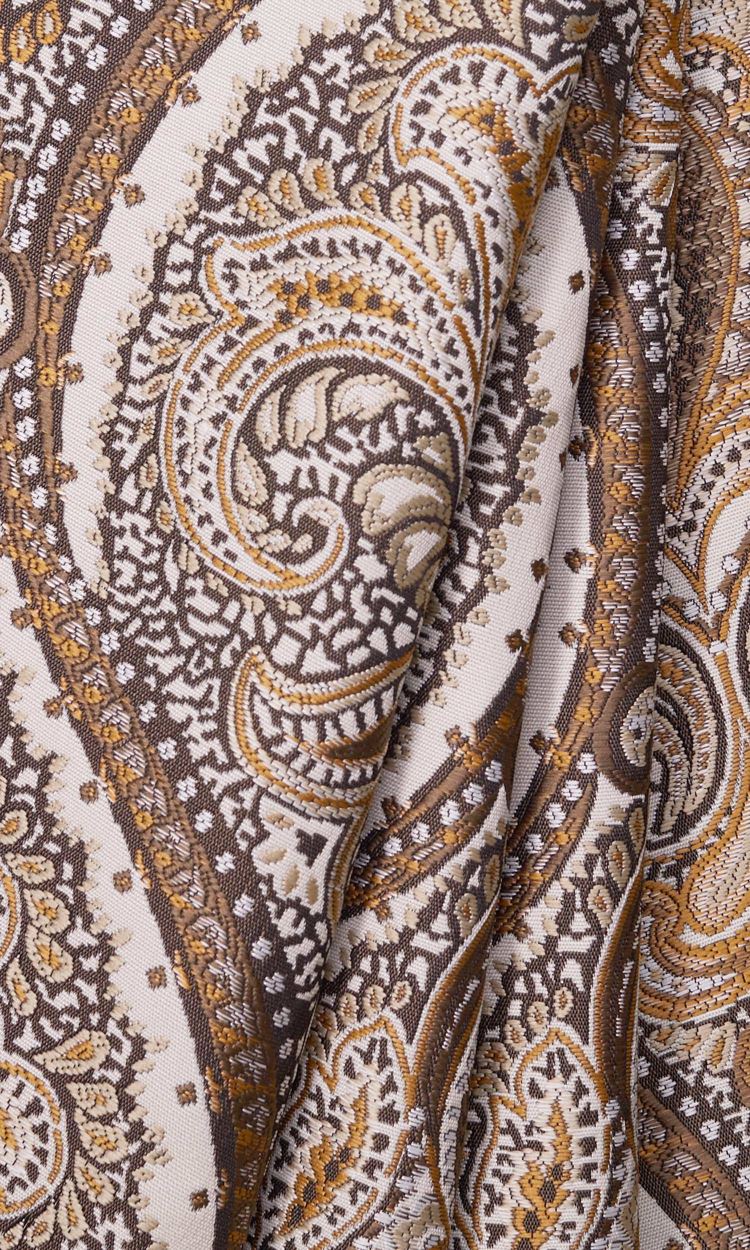 Damask Window Treatments Fabric By the Yard (Brown/ Yellow/ Umber)