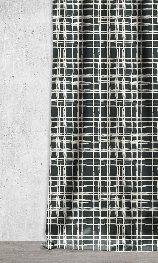 Geometrical Patterned Home Décor Fabric Sample (Black/ Ivory)