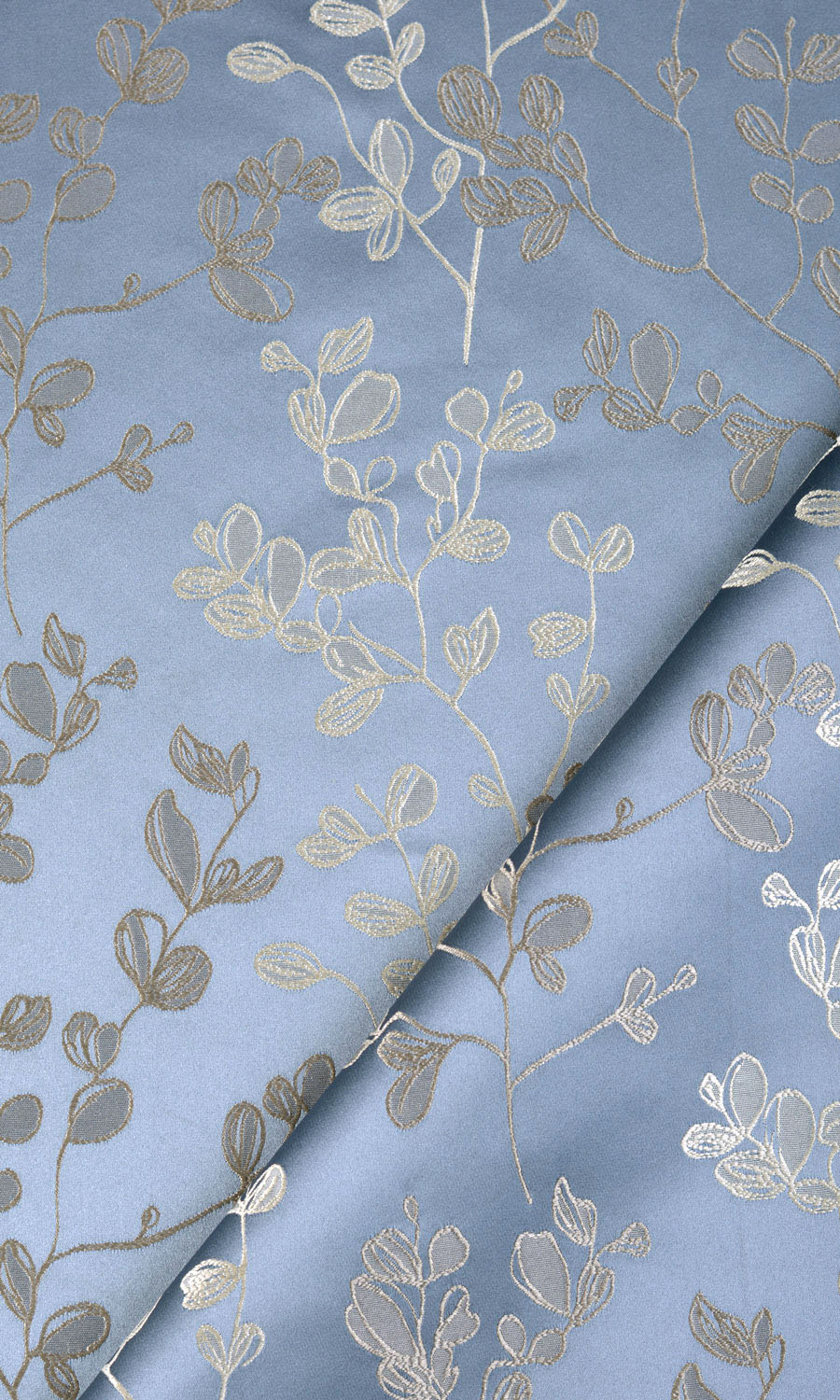 Floral Free Fabric Material Sample (Navy Blue/ Ivory-Beige)