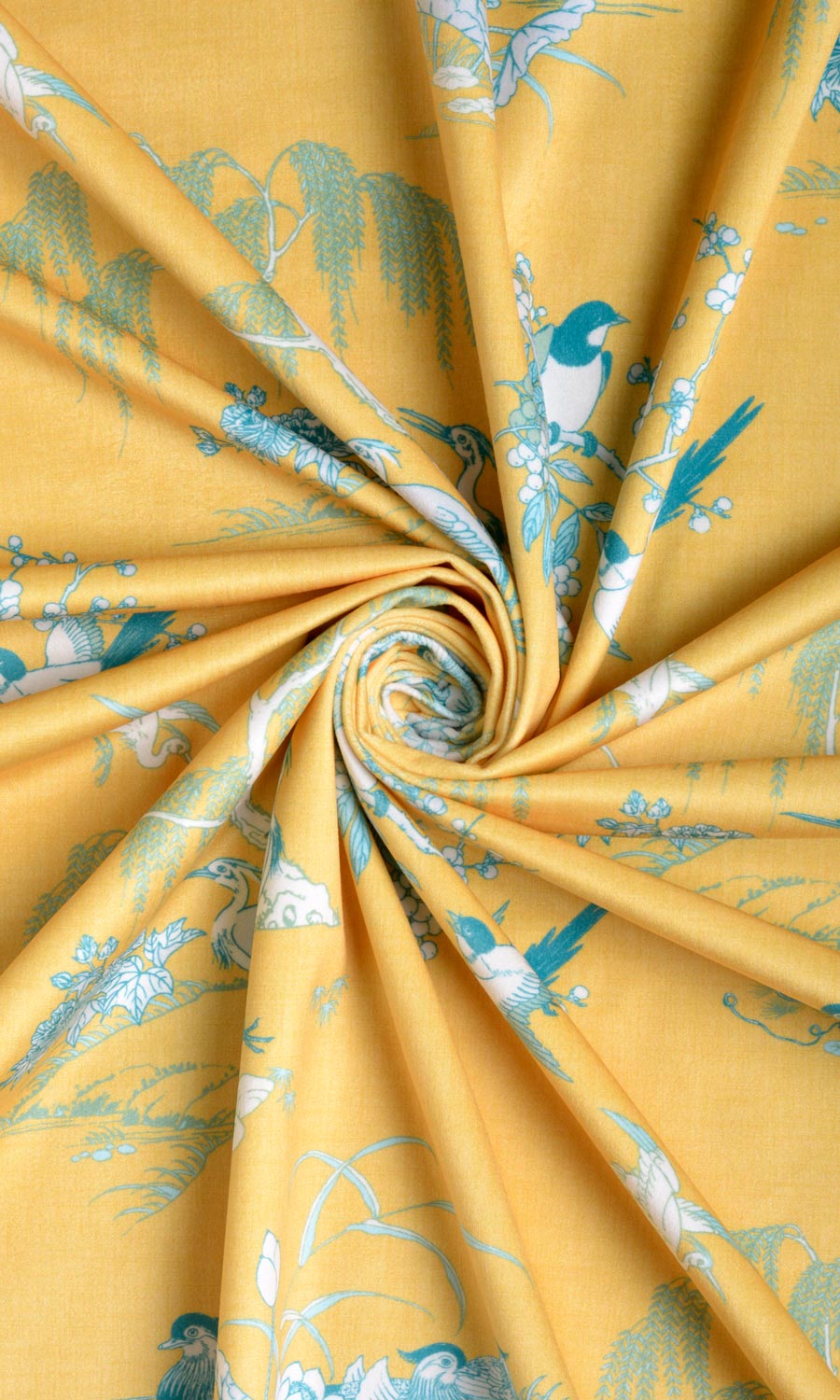 Chinoiserie Toile Velvet Fabric Sample for Curtains & Drapes (Yellow)