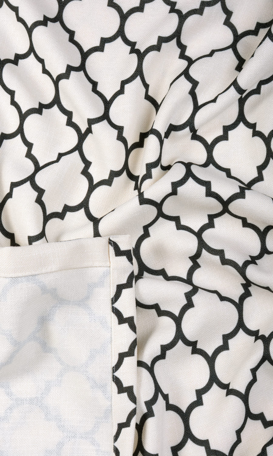 Moroccan Tiled Fabric Sample for Curtains & Drapes (Cream/ Black)