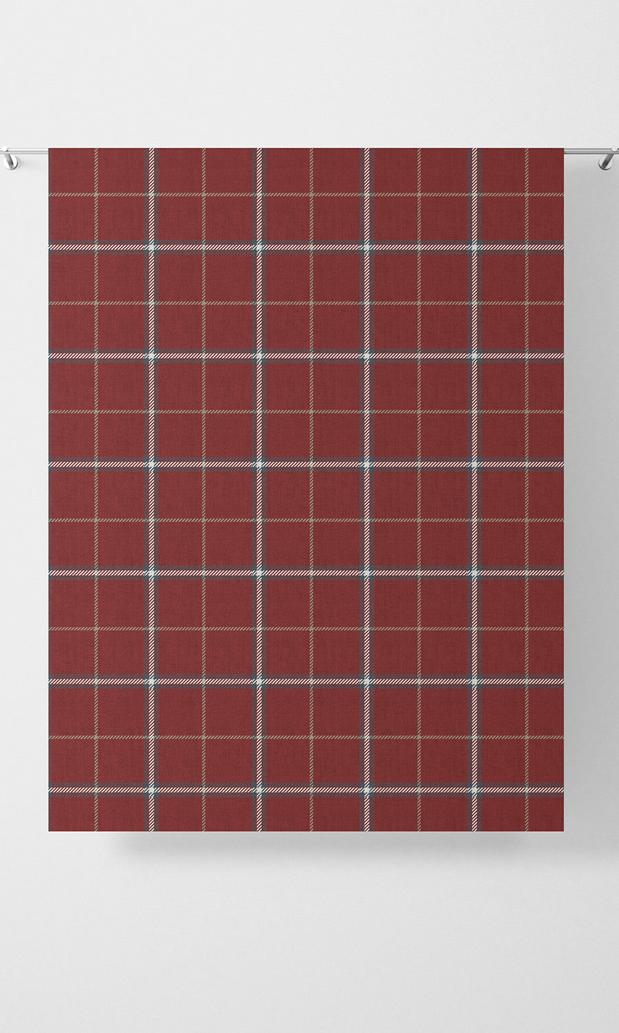 Modern Check Patterned Fabric Material By the Yard (Deep Red)