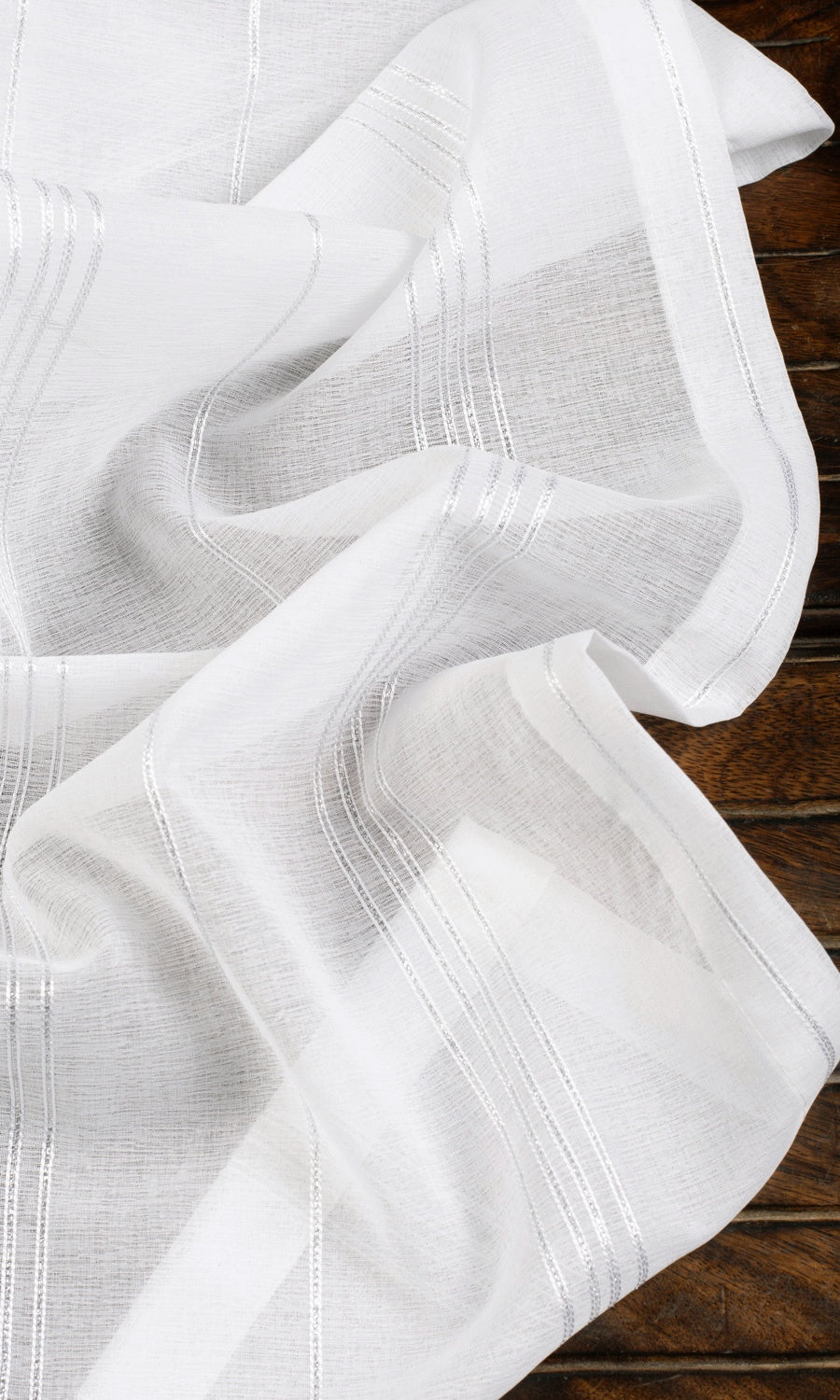 Striped Sheer Home Décor Fabric By the Yard (White)