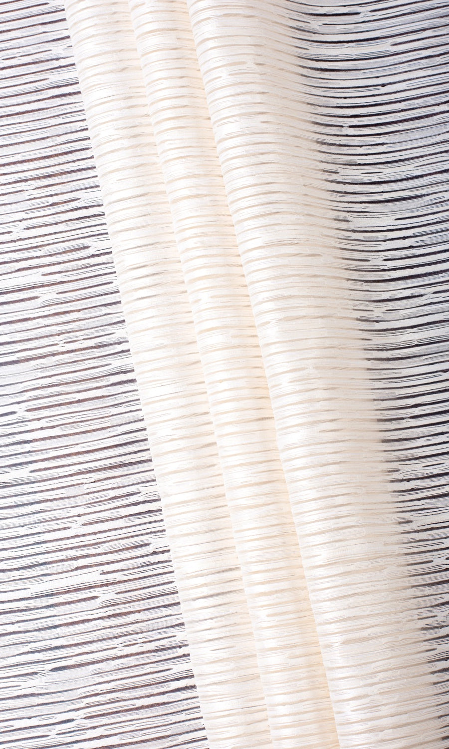 Striped Sheer Fabric Material By the Yard (Ivory/ Beige)