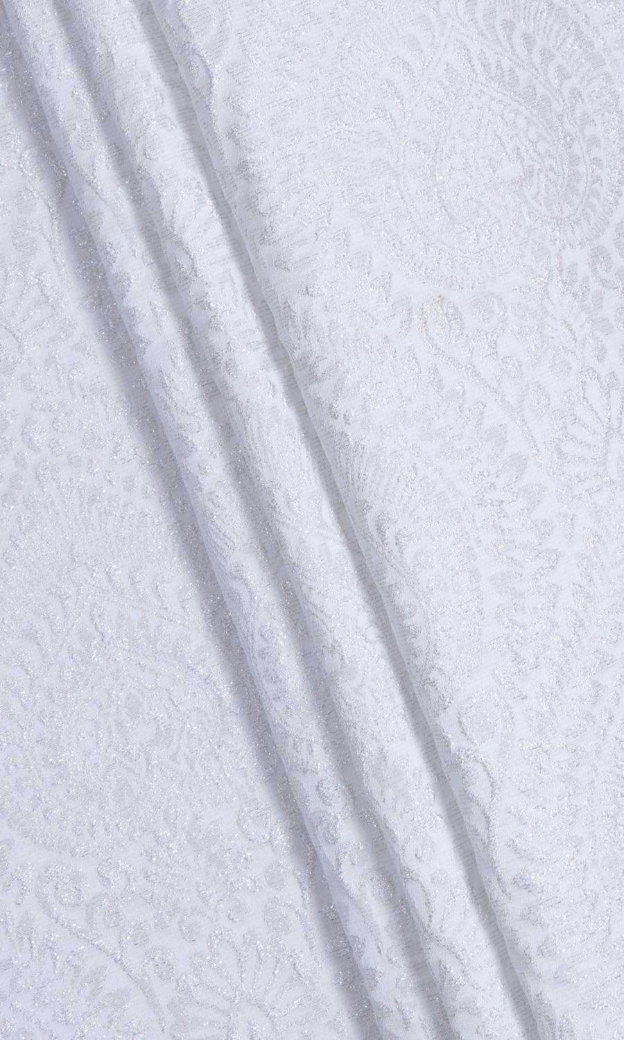 Textured Floral Home Décor Fabric By the Yard (White)