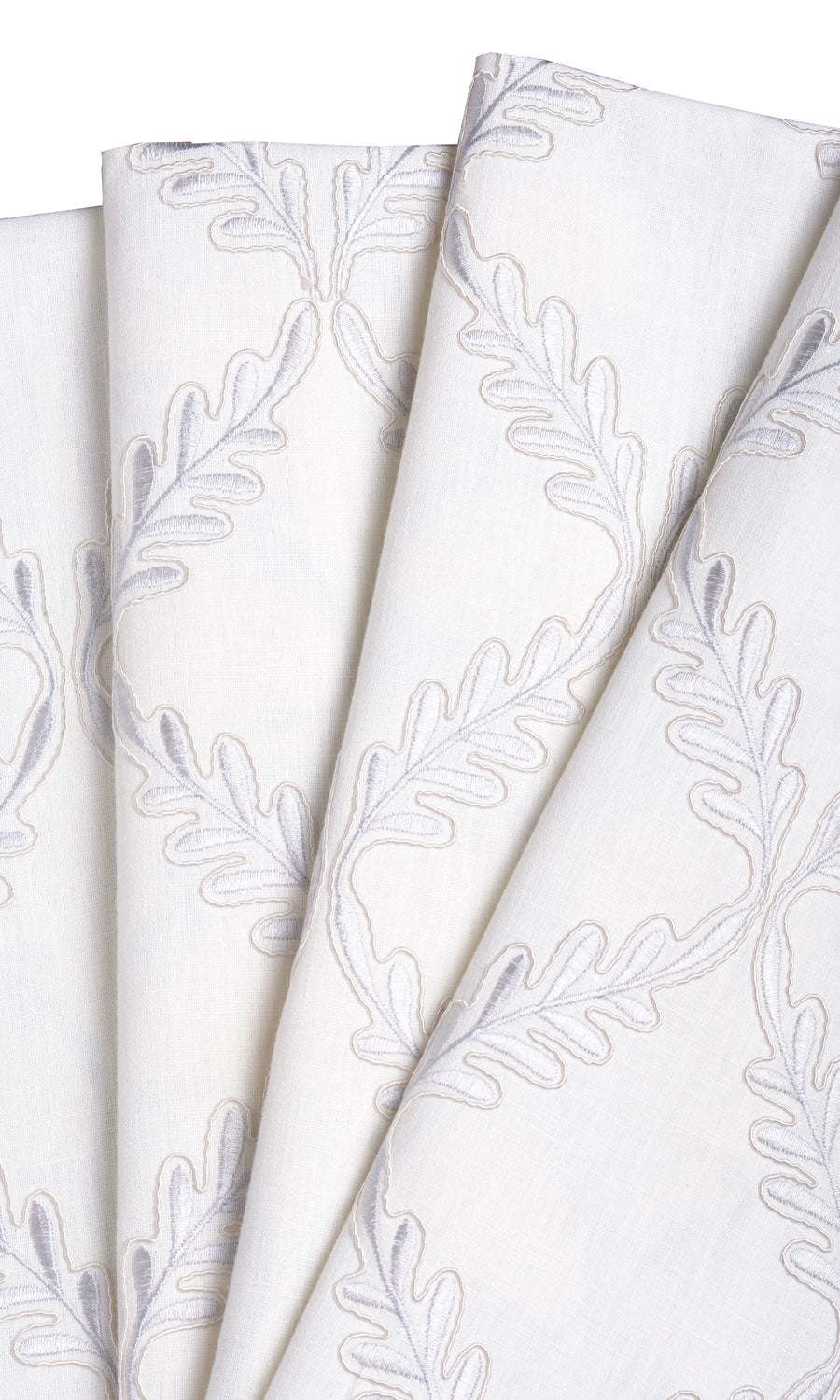 Poly-Linen Embroidered Fabric Material By the Yard (White/ Cream)