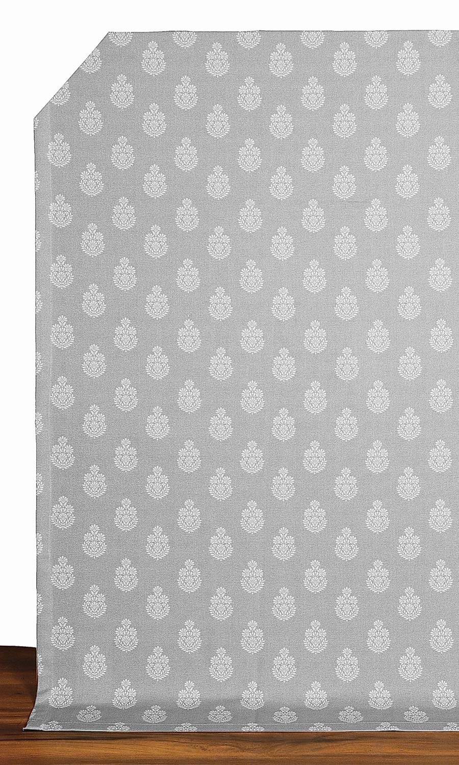 Floral Cotton Window Treatments Fabric By the Yard (Silver Grey)