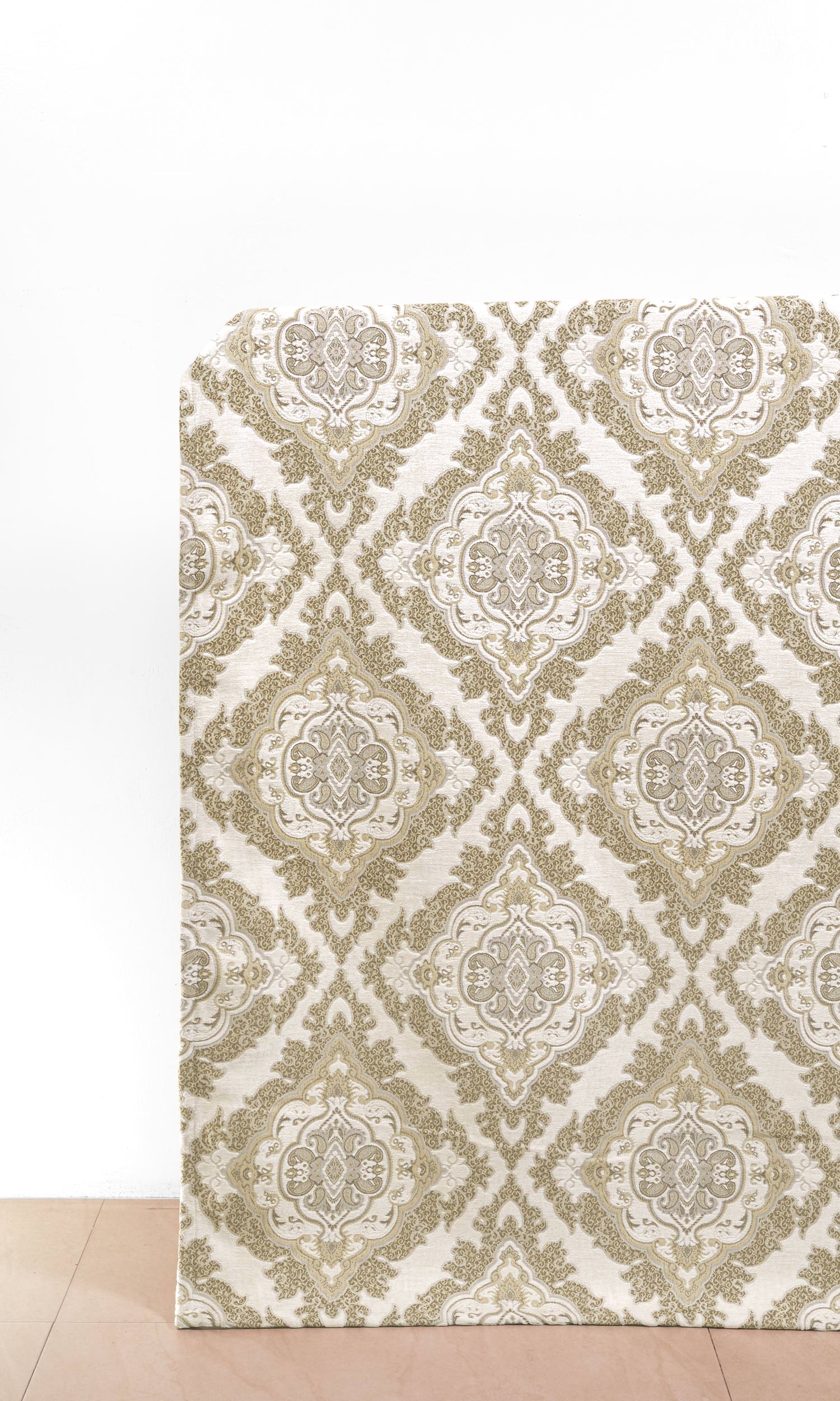 Damask Velvet Home Décor Fabric Sample (White/ Beige/ Brown)
